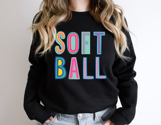 Softball Colorful Graphic Tee