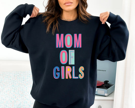 Mom of Girls  Colorful Graphic Tee