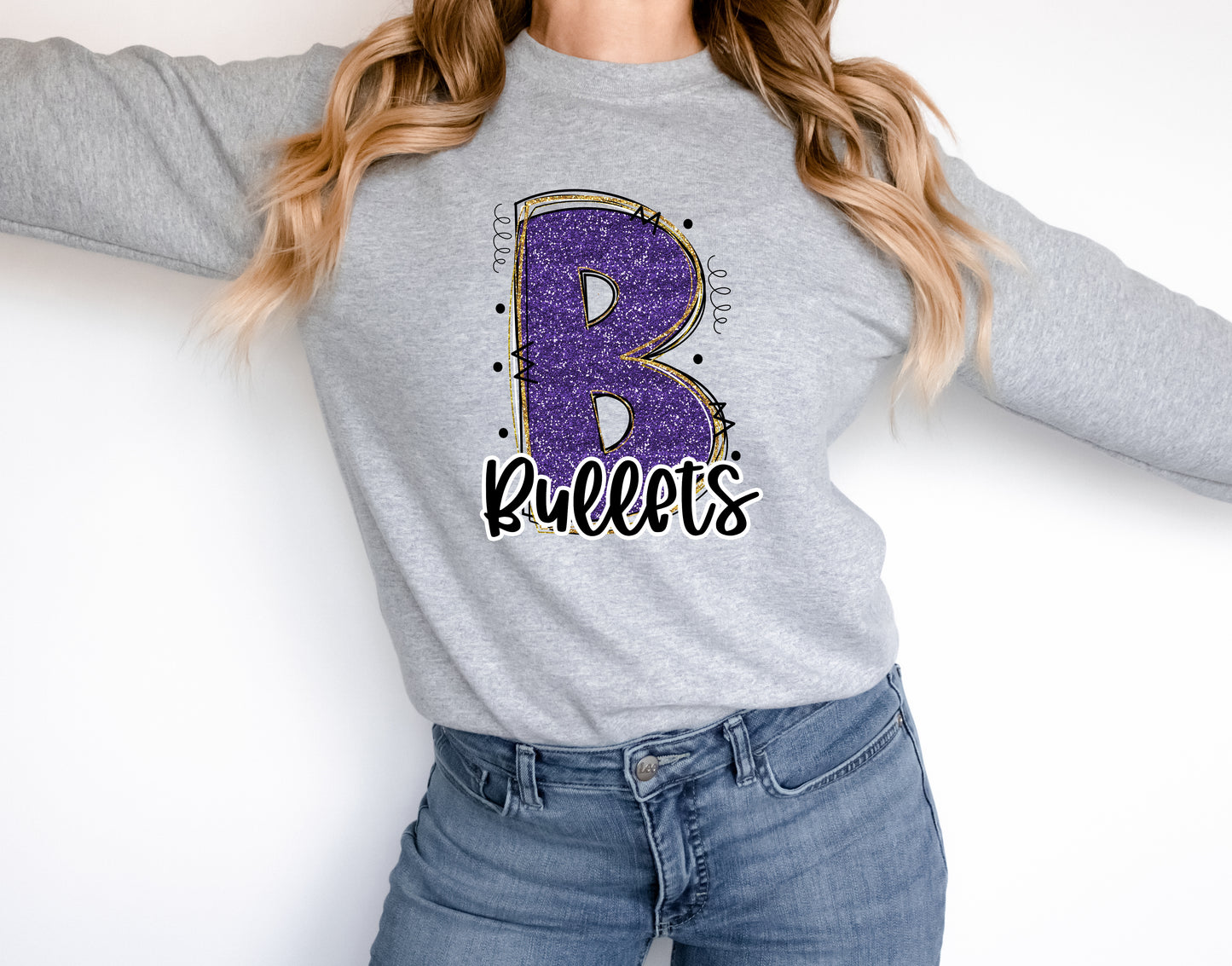 Bullets Glitter Varsity Doodle Graphic Tee