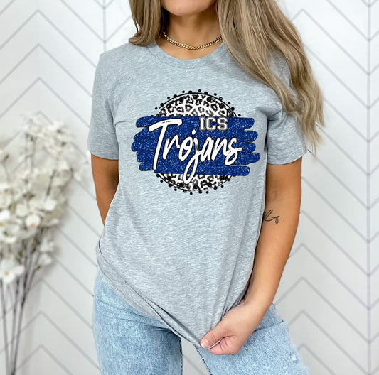 ICS Trojans Leopard Circle Graphic Tee