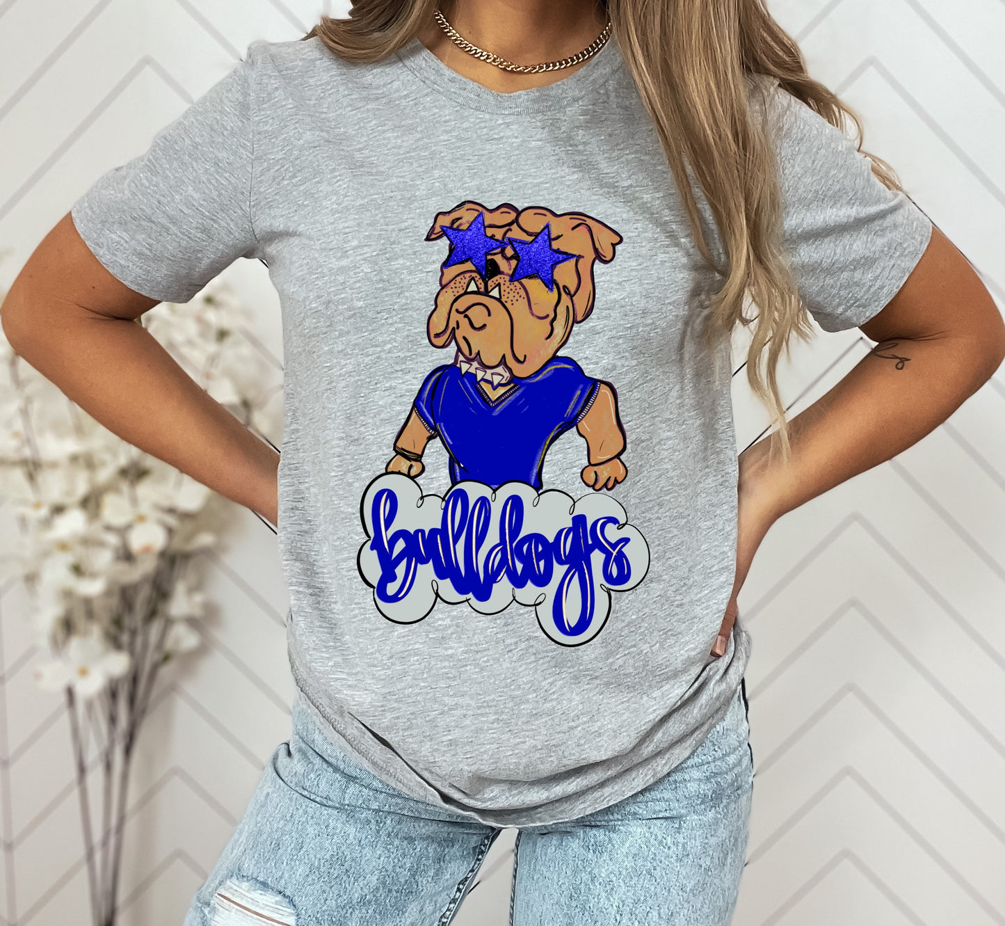 Bulldogs Blue Preppy Graphic Tee