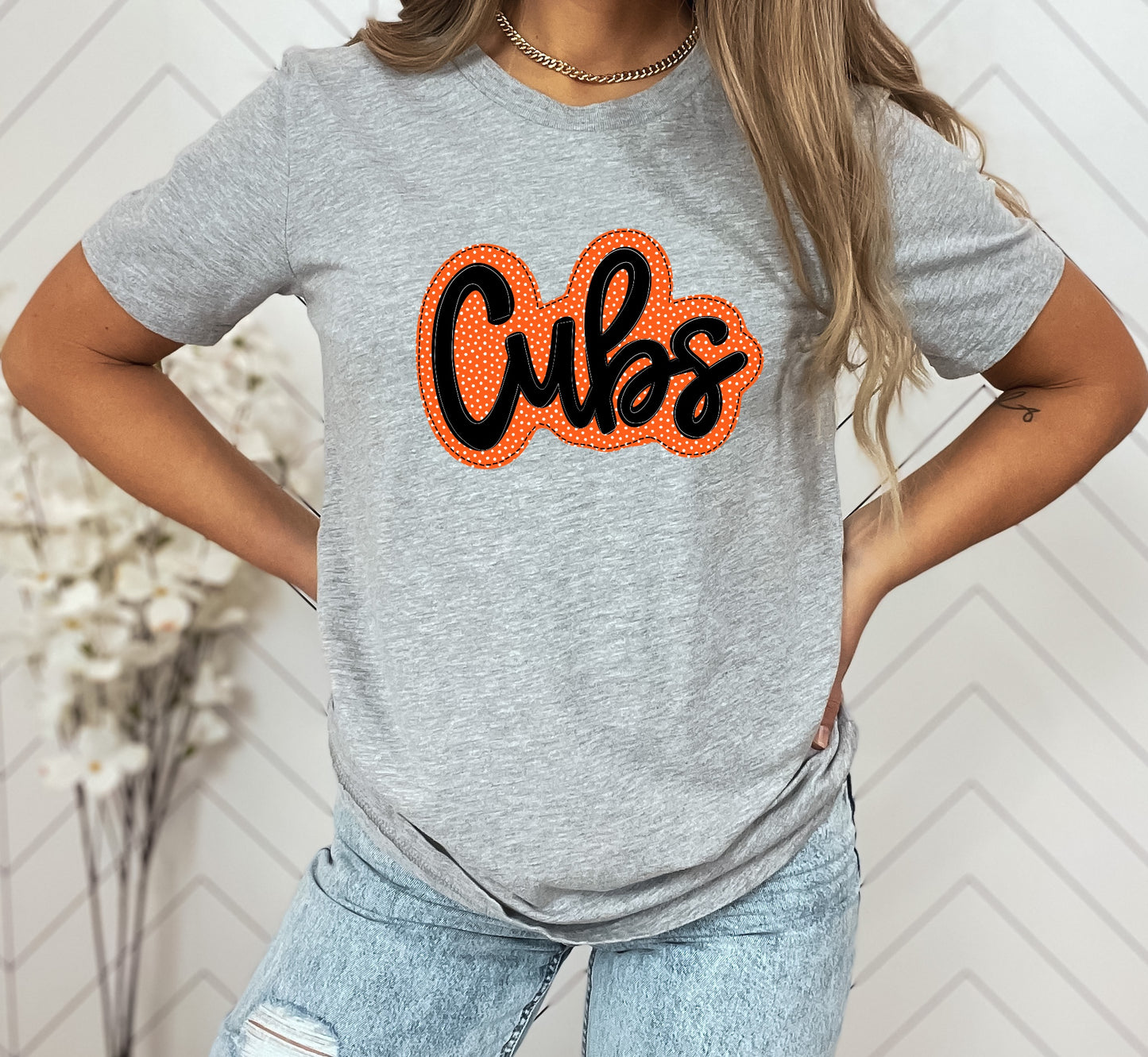 Cubs Orange/Black Faux Applique