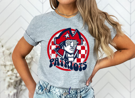 Patriots Checkered Preppy Graphic Tee