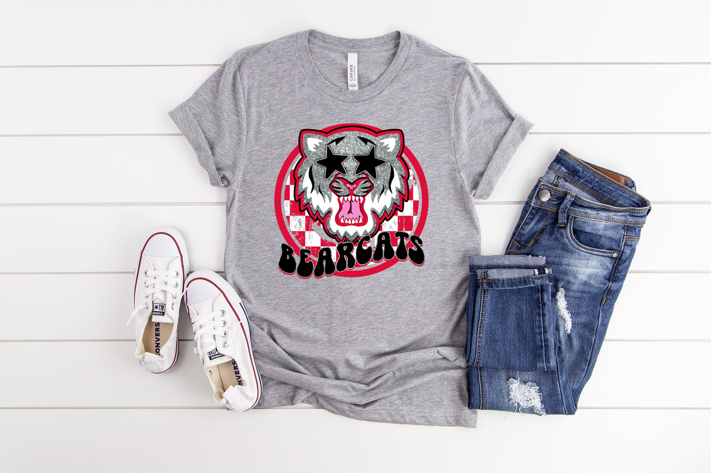 Bearcats Checkered Preppy Graphic Tee