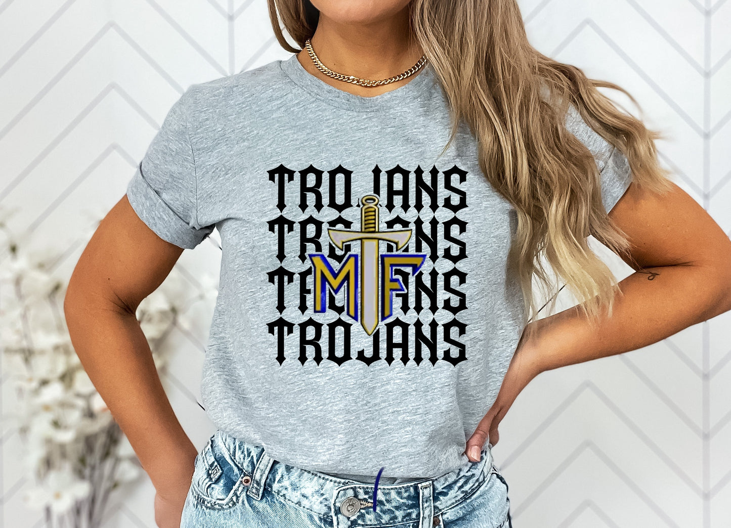 Trojans Repeating Custom Mascot Graphic Tee