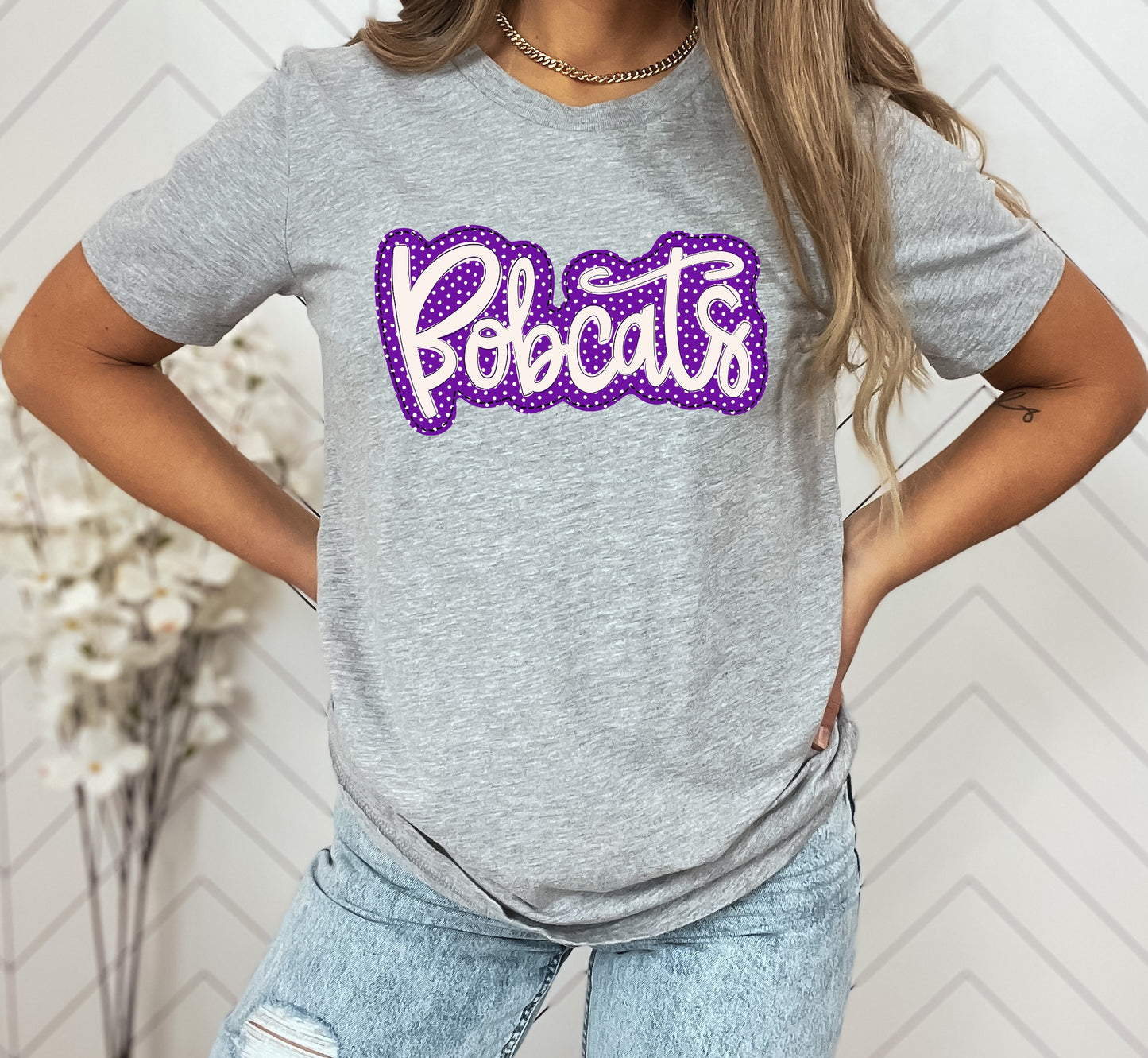 Bobcats Faux Applique Graphic Tee