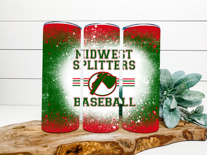 Midwest Splitters Baseball Completed 20oz Skinny Tumbler