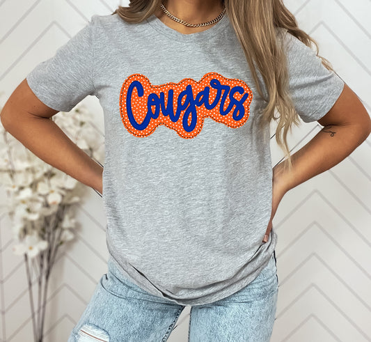 Cougars Orange/Royal Blue Faux Applique