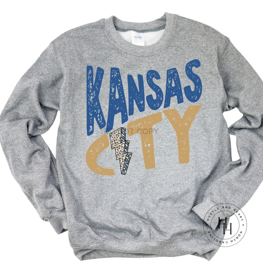 Kansas City Royal Blue/gold Lightning Bolt Graphic Tee