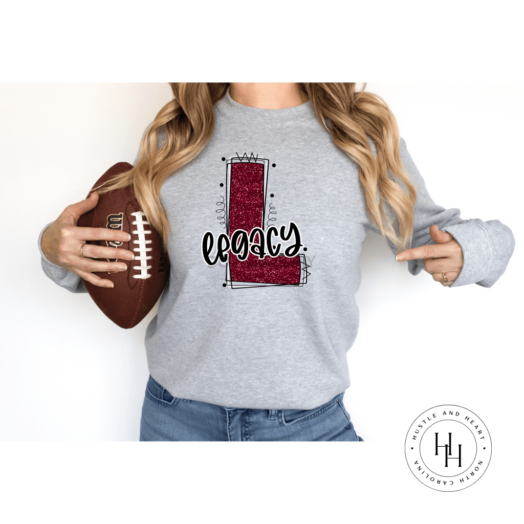 Legacy Maroon Glitter Varsity Doodle Graphic Tee Unisex Tee