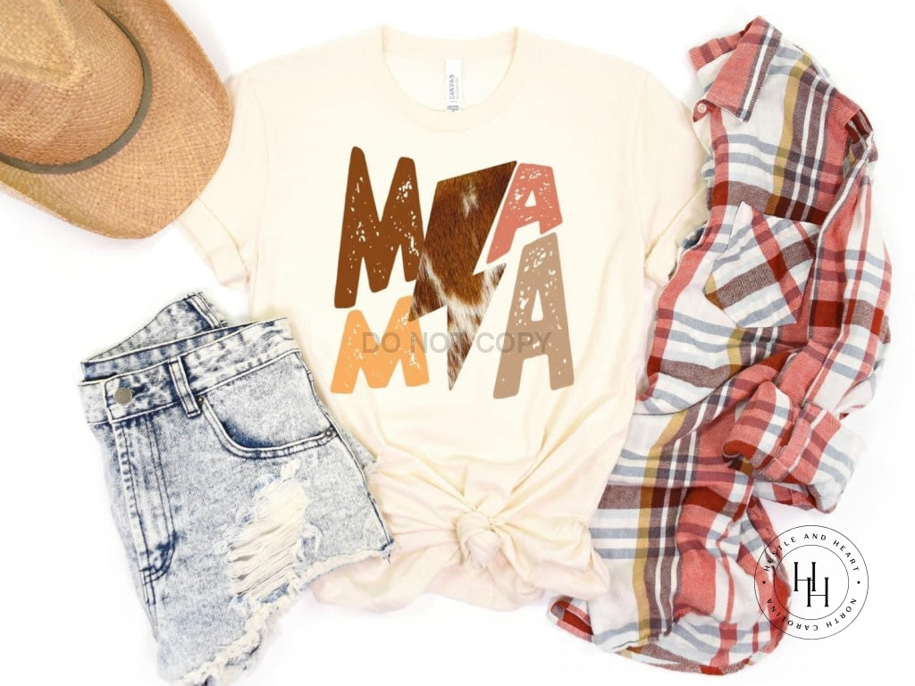 Mama Cowhide Lightning Bolt Graphic Tee