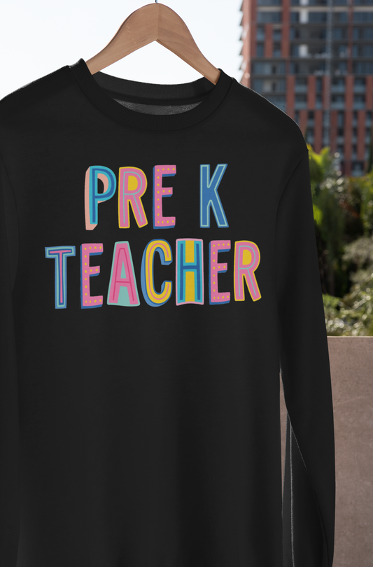 Pre K Teacher Colorful Graphic Tee