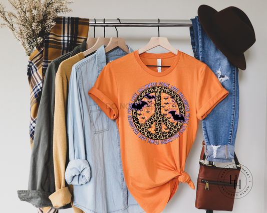 Peace Love Halloween Graphic Tee Dtg