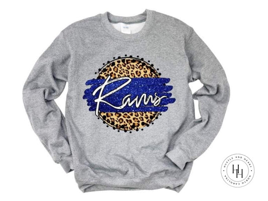 Rams Royal Blue/white With Black Outline Graphic Tee Tan Leopard Graphic Tee Shirt