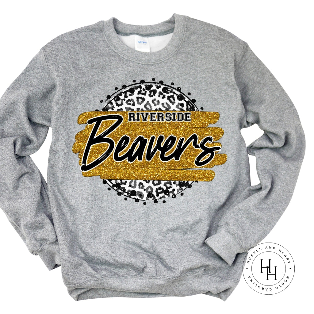 Riverside Beavers Grey Leopard Graphic Tee Shirt