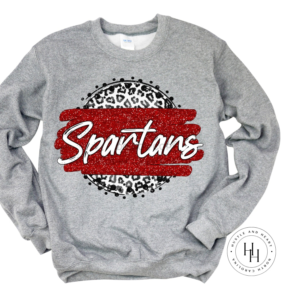 Spartans Red Grey Leopard Graphic Tee Shirt