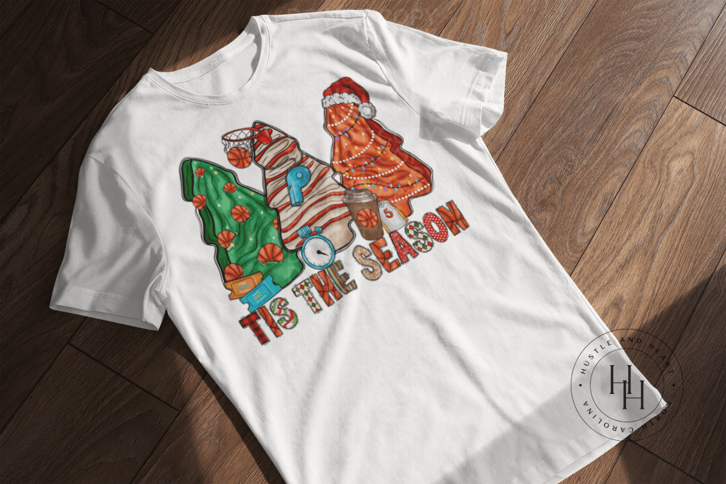 Tis The Season Basketball Christmas Tree Cakes - Sublimation Transfer Sublimation