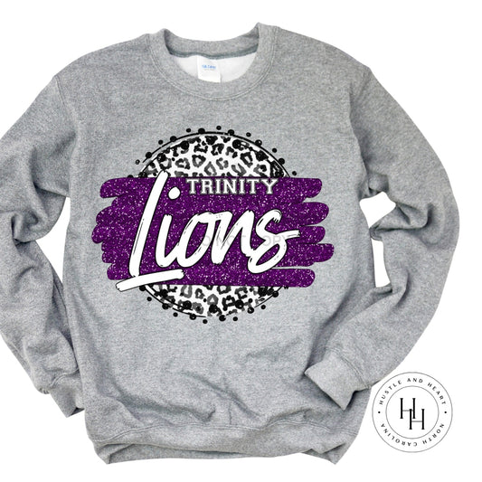 Trinity Lions Grey Leopard Graphic Tee Circle Shirt