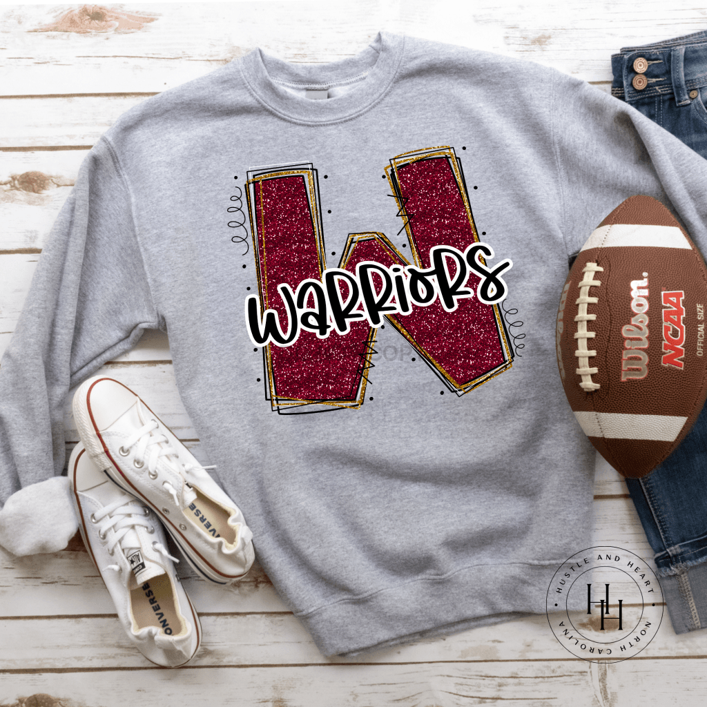 Warriors Maroon Glitter Varsity Doodle Graphic Tee Unisex Tee